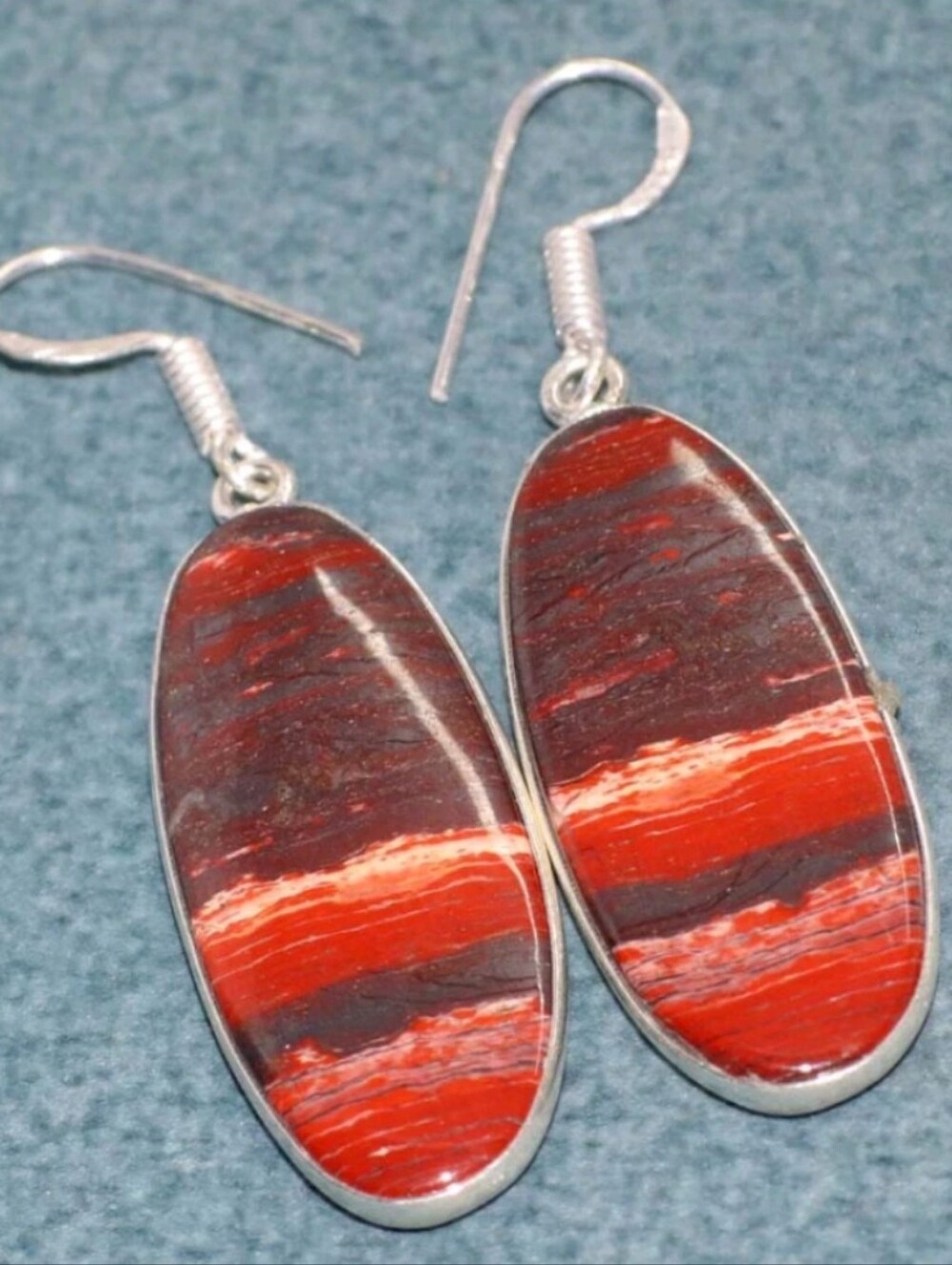 Red Jasper Gemstone Jewelry 925 Sterling Silver Handmade Drop Dangle Earrings